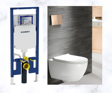 Geberit in wall bathroom carrier before and after